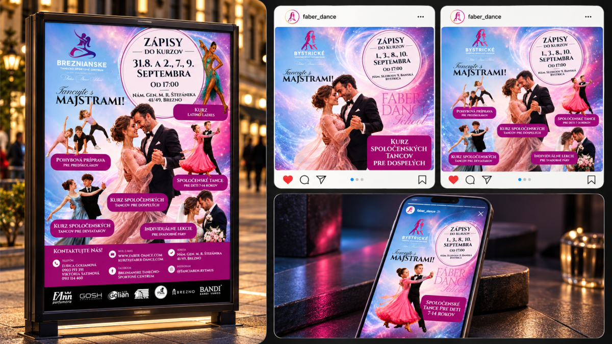 Fáber Dance — grafika, bannery a tlačoviny