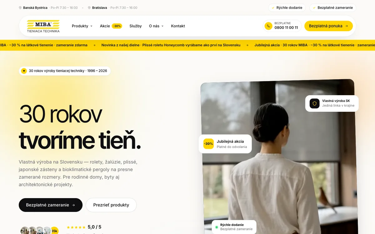 MIBA SK — web a systém pre partnerov