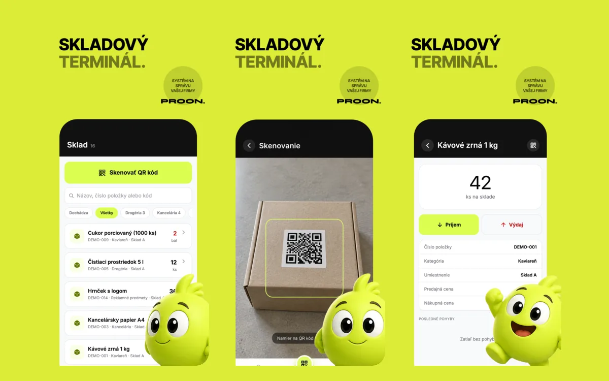Proon. Mobilný terminál — skladová aplikácia