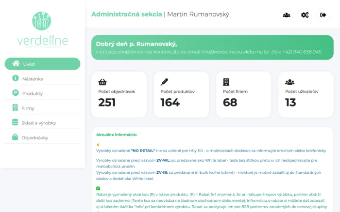 Verdeline — objednávkový B2B portál